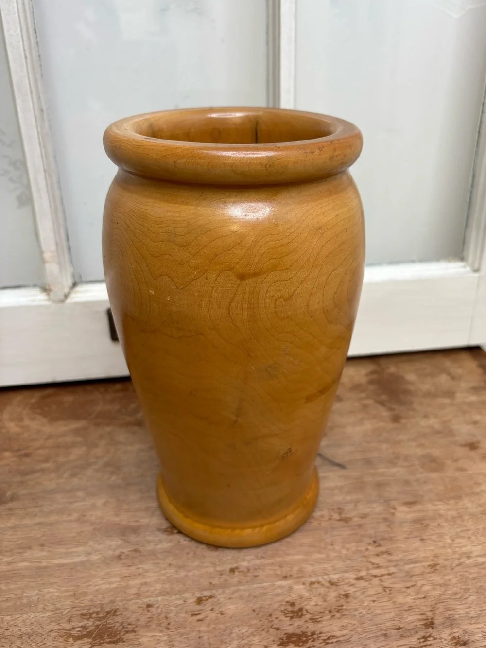 Vintage Natural Teak Wooden Vase — Elegant Home Accent